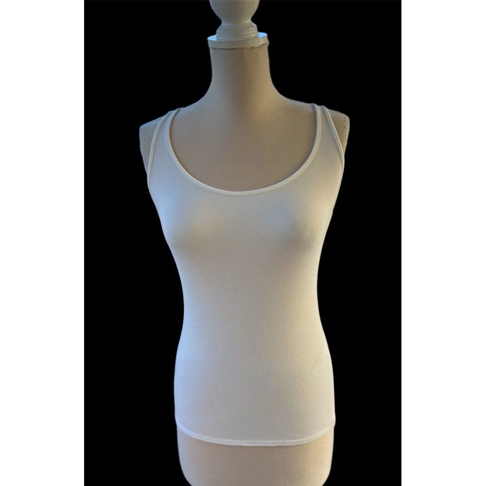 White House Black Market Ecru White Tank Top Scoop‎ Neck Size XXS EUC